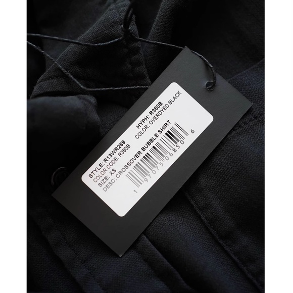 NWT R13 Gathered Hem Cotton Shirt - Black Causal - Picture 9 of 9